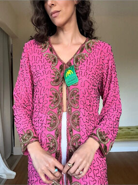 Abdul Majeed Beaded Embellished Pink Tunic NWT
